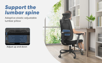 New Ergonomic Mesh Adjustable Lumbar Support Office Chair 120°Tilt High Back Comfortable Computer Chair with Soft Flip Up Arms