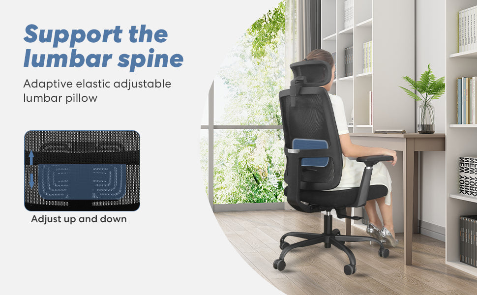 New Ergonomic Mesh Adjustable Lumbar Support Office Chair 120°Tilt High Back Comfortable Computer Chair with Soft Flip Up Arms