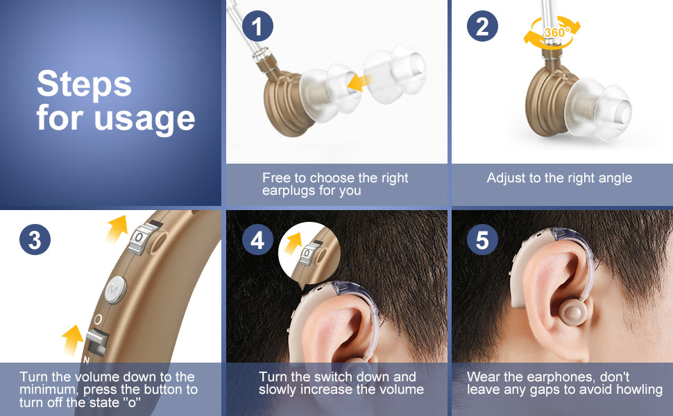 Rechargeable BTE Hearing Aid with Adjustable Tone - Smarsty