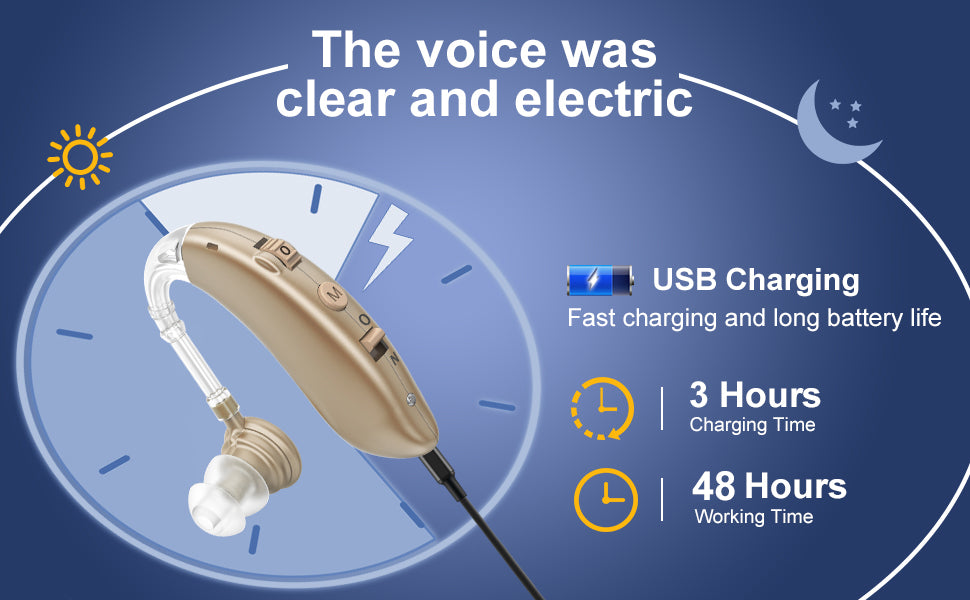 Rechargeable BTE Hearing Aid with Adjustable Tone - Smarsty