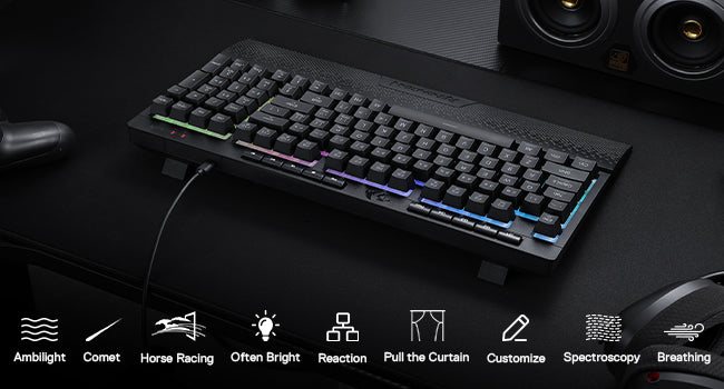 Redragon K515 Shiva RGB Membrane Gaming 98 Keys Mechanical Detachable Wrist Rest Smooth Linear Switch Keyboard