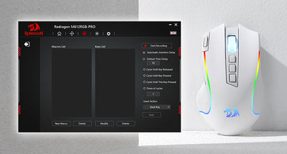 Redragon M612 PRO RGB 8000 DPI Wired/Wireless 9 Programmable Buttons 6 Backlit Modes Gaming Mouse, White