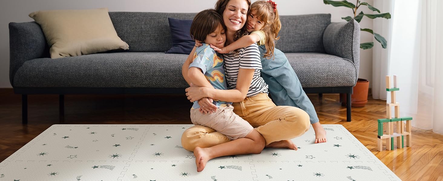 Baby Foam Play Mat, 72x48 Crawling Mat, Floor Mats for Kids for Baby with Interlocking Floor Tiles, Toddler Play Mats for Indoor