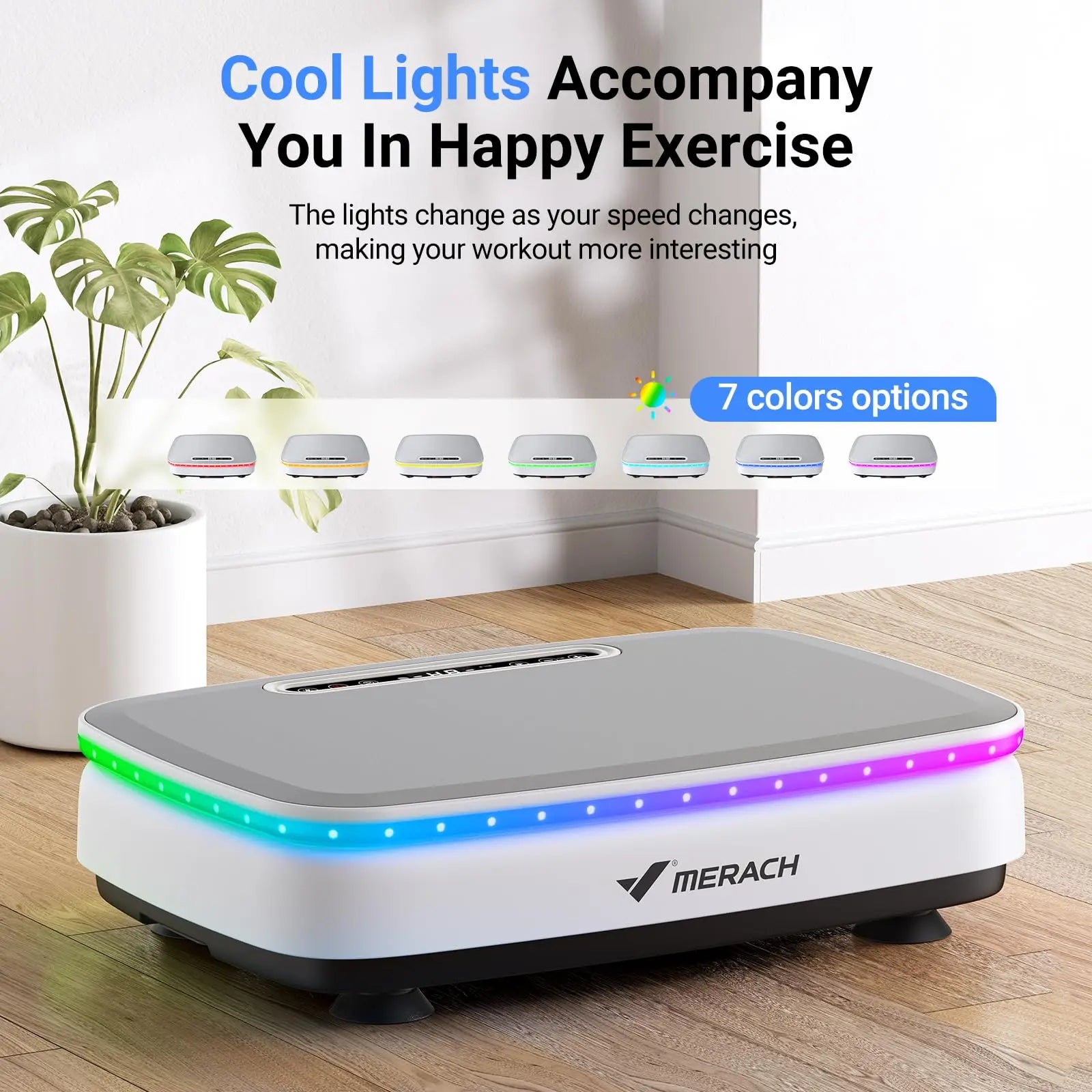 MERACH Vibration Plate Exercise Machine with Light Whole Body Workout Power Vibrate Platform Vibration Plate Lymphatic Drainage - Smarsty