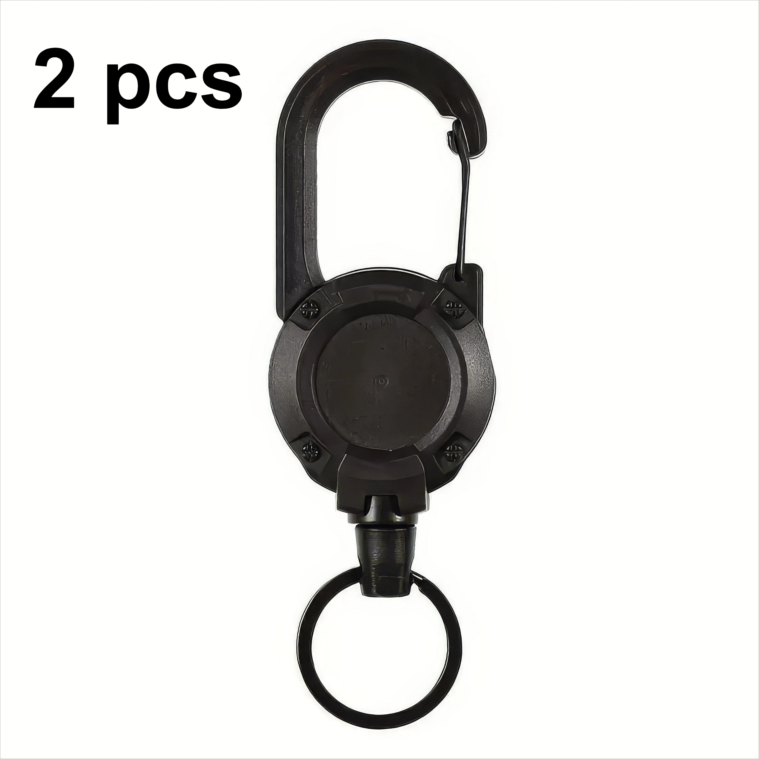 1/2 Piece Retractable Keychain in Black, Durable Design, Secure Closure, Suitable for Identification Documents, ID Cards, Keys
