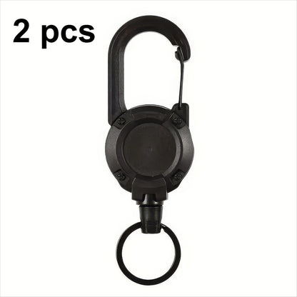 1/2 Piece Retractable Keychain in Black, Durable Design, Secure Closure, Suitable for Identification Documents, ID Cards, Keys