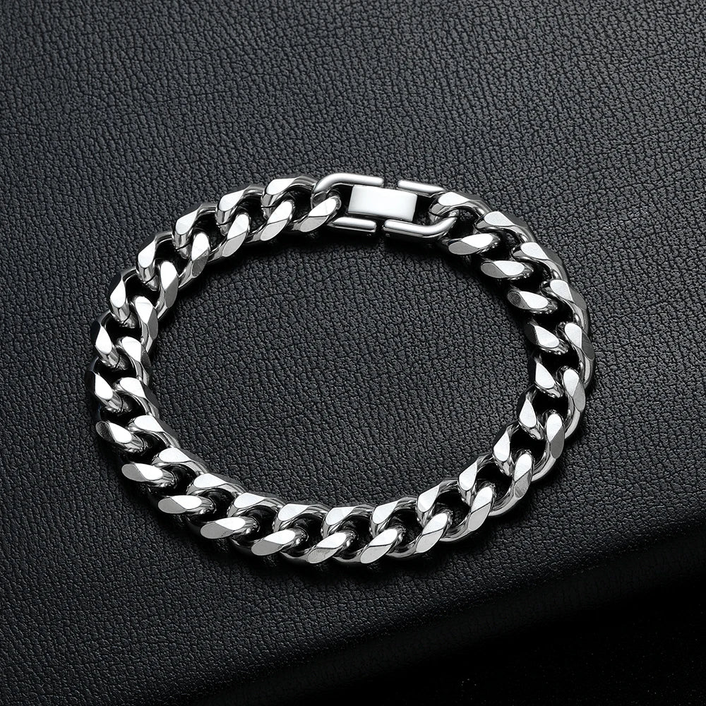 8MM Titanium Steel Cuban Chain Bracelet for Men - Smarsty
