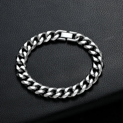 8MM Titanium Steel Cuban Chain Bracelet for Men - Smarsty