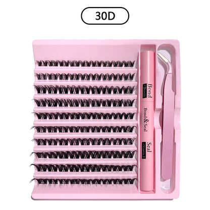 3D Cluster Lashes Kit with Glue and Curler - Smarsty