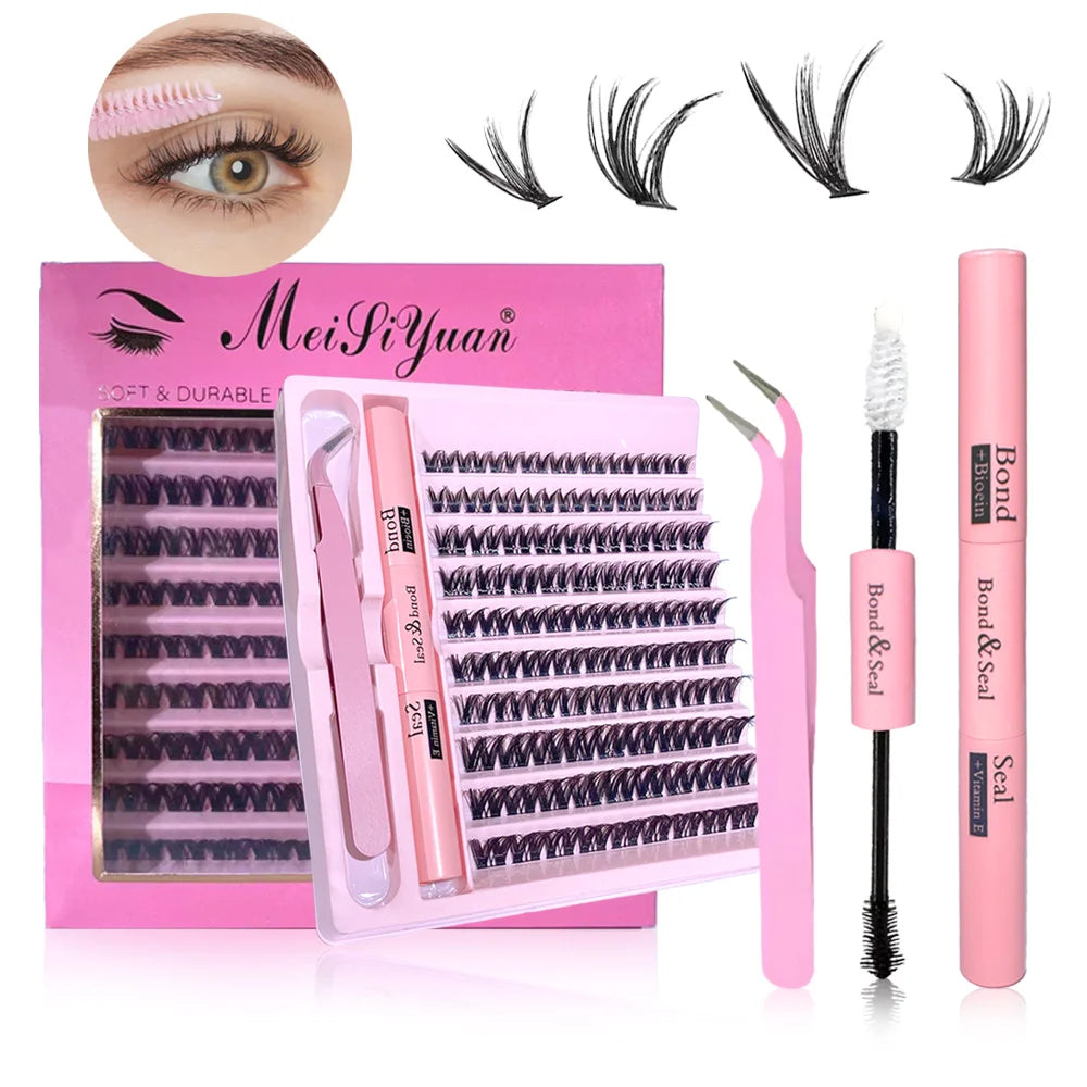3D Cluster Lashes Kit with Glue and Curler - Smarsty