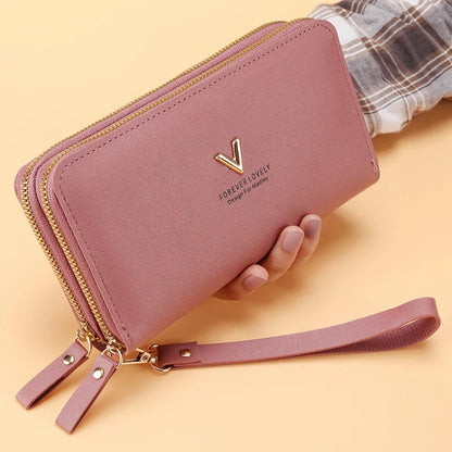 Long Women's Wallet Female Purses Tassel Coin Purse Card Holder Wallets Double Zipper Pu Leather Clutch Luxury Money Phone Bag - Smarsty