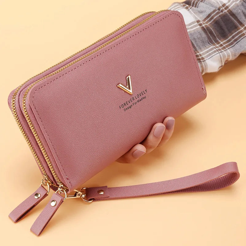 Long Women's Wallet Female Purses Tassel Coin Purse Card Holder Wallets Double Zipper Pu Leather Clutch Luxury Money Phone Bag - Smarsty