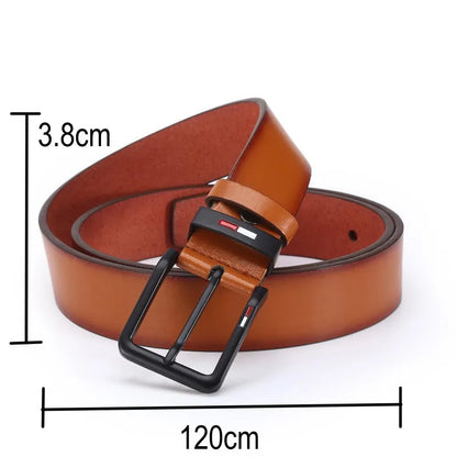 Mens PU Leather Belt with Square Alloy Buckle Durable Fashion Waistbelt - Smarsty