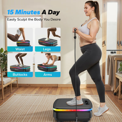 MERACH Vibration Plate Exercise Machine with Light Whole Body Workout Power Vibrate Platform Vibration Plate Lymphatic Drainage - Smarsty