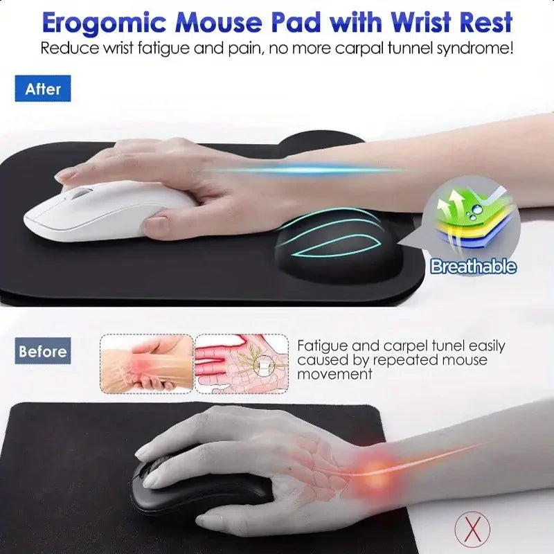 Ergonomic Mouse Pad with Gel Wrist Rest - Comfortable Keyboard Wrist Support for Office & Gaming, Non-Slip Base