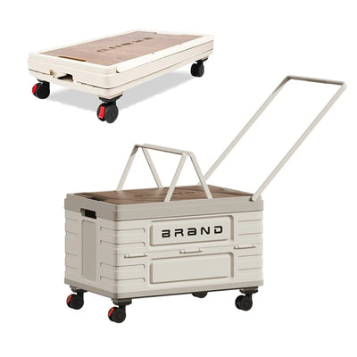 360° Rotating Foldable Storage Cart – Heavy-Duty Mobile Organizer with 4 Silent Wheels, Multi-Functional CampingStorage - Smarsty