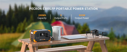 Pecron E300LFP Portable Power Station 600W 288Wh LiFePO4 Battery Solar Generator Power Bank Fast Charging for Home , RV, Camping by Smarsty