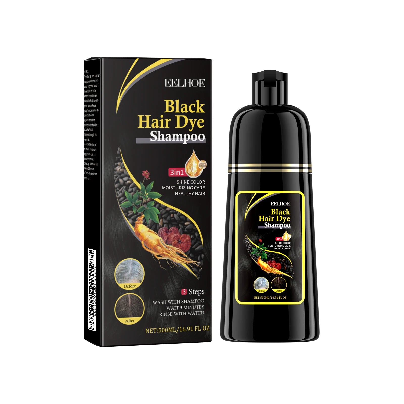 EELHOE Brown Hair Dyeing Shampoo Lasting Coloring Deeply Nourishing Reduce Breakage Promote Scalp Health Hair Dyeing Shampoo - Smarsty