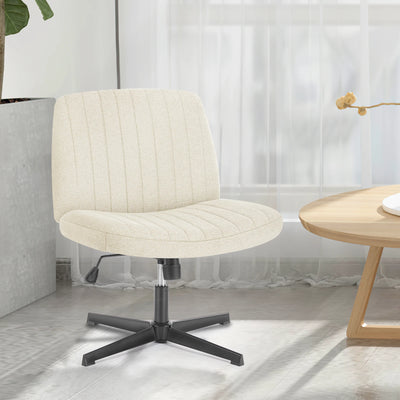 Cross Legged Office Living Room Rocking Gaming Chair Armless Wide Desk Adjustable Swivel Fabric Task Vanity Home Office