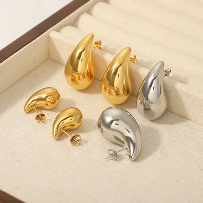Vintage Chunky Water Drop Earrings in Gold Plated Stainless Steel - Smarsty
