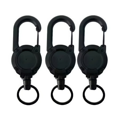 1/2 Piece Retractable Keychain in Black, Durable Design, Secure Closure, Suitable for Identification Documents, ID Cards, Keys