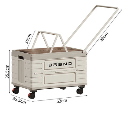 360° Rotating Foldable Storage Cart – Heavy-Duty Mobile Organizer with 4 Silent Wheels, Multi-Functional CampingStorage - Smarsty