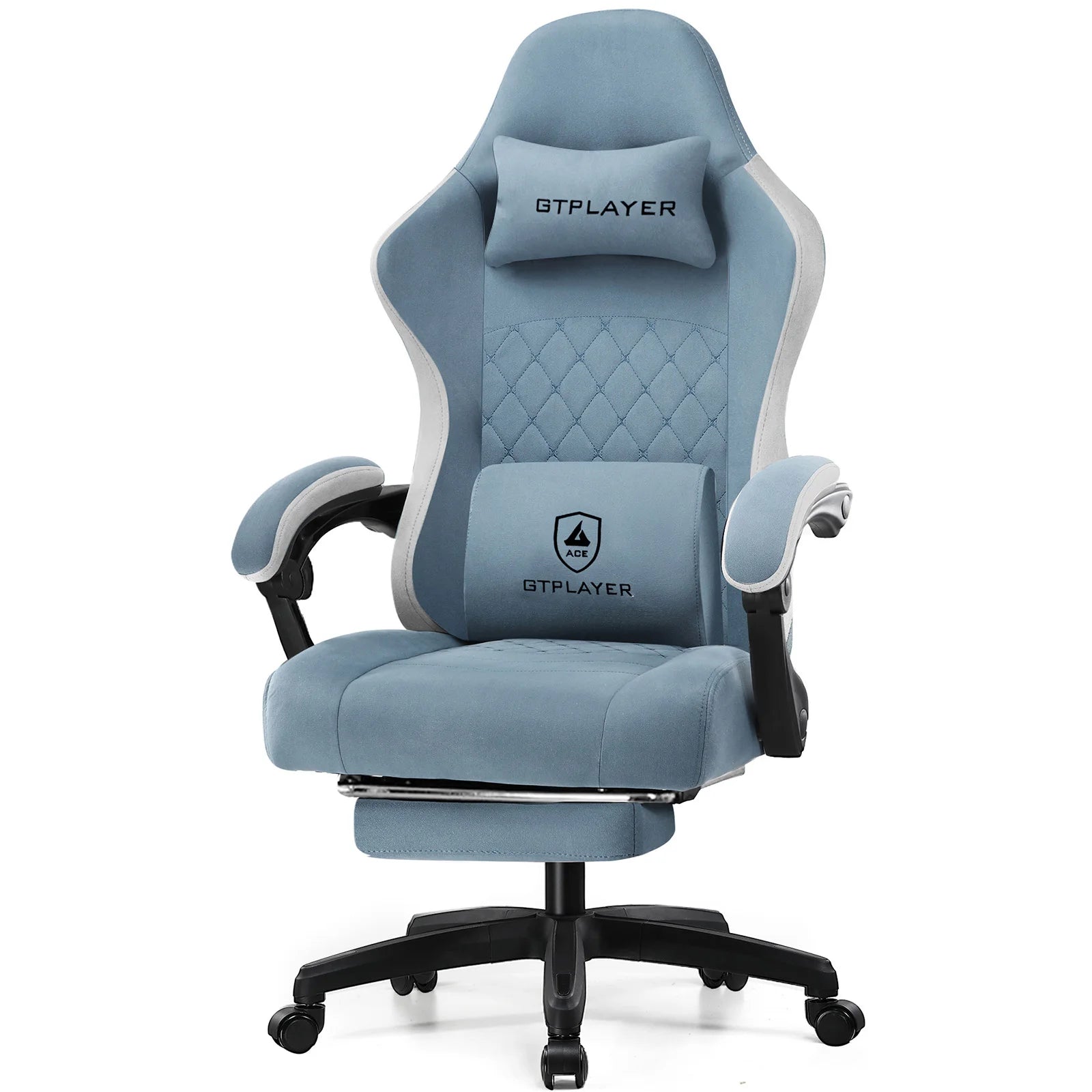 Gaming Chair with Pocket Spring Cushion, Linkage Armrests & Footrest, Ergonomic Office Chair with Lumbar Support - Smarsty