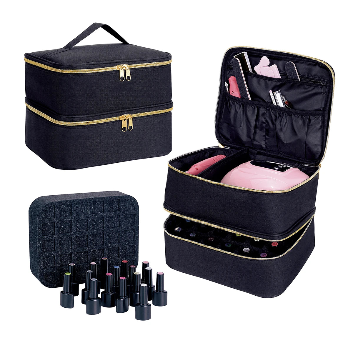 Nail Polish Organizer Double Layer Cosmetic Organizer Bag - Smarsty