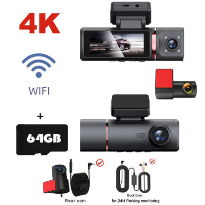 4K Car Dash Cam Featuring GPS And Three Lenses Elite - Smarsty