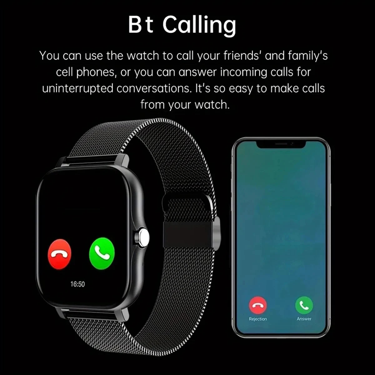Bluetooth Smart Watch with Touch Call and Fitness Tracker - Smarsty