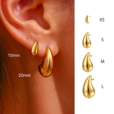 Vintage Chunky Water Drop Earrings in Gold Plated Stainless Steel - Smarsty