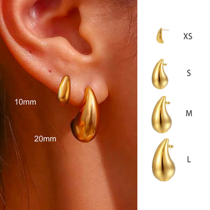 Vintage Chunky Water Drop Earrings in Gold Plated Stainless Steel - Smarsty