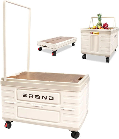 360° Rotating Foldable Storage Cart – Heavy-Duty Mobile Organizer with 4 Silent Wheels, Multi-Functional CampingStorage - Smarsty