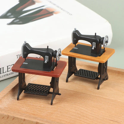 Dollhouse Decor Miniature Furniture Wooden Sewing Machine with Thread Scissors Accessories for Dolls House Kids Toys for Girls by Smarsty