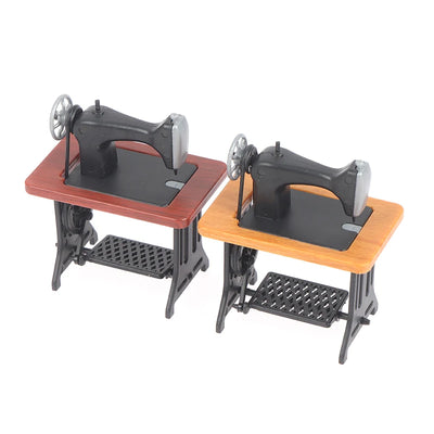 Dollhouse Decor Miniature Furniture Wooden Sewing Machine with Thread Scissors Accessories for Dolls House Kids Toys for Girls by Smarsty