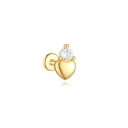 Sterling Silver Heart Zircon Stud Earrings Elegant Gift - Smarsty