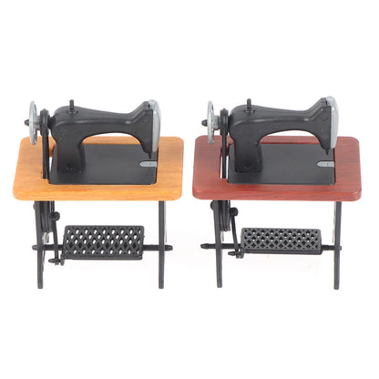 Dollhouse Decor Miniature Furniture Wooden Sewing Machine with Thread Scissors Accessories for Dolls House Kids Toys for Girls by Smarsty