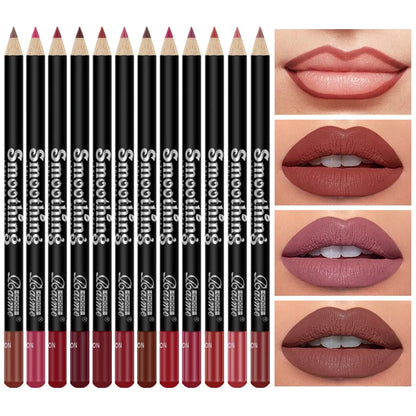 12 Piece Long Lasting Lipstick Set with Lip Liner - Smarsty