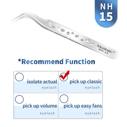 NAGARAKU Stainless Steel Eyelash Extension Tweezers Precision Grip - Smarsty