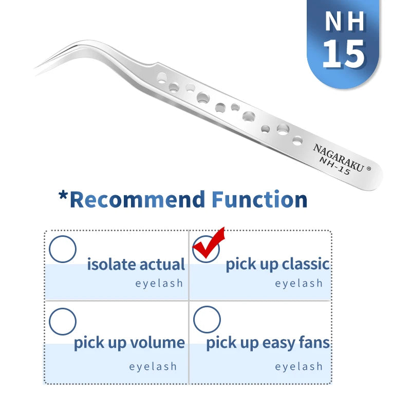 NAGARAKU Stainless Steel Eyelash Extension Tweezers Precision Grip - Smarsty