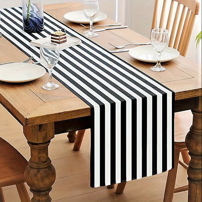 Geometric Stripe Linen Table Runner for Modern Home Decor - Smarsty