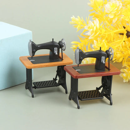 Dollhouse Decor Miniature Furniture Wooden Sewing Machine with Thread Scissors Accessories for Dolls House Kids Toys for Girls by Smarsty