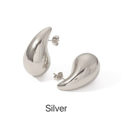 Vintage Chunky Water Drop Earrings in Gold Plated Stainless Steel - Smarsty