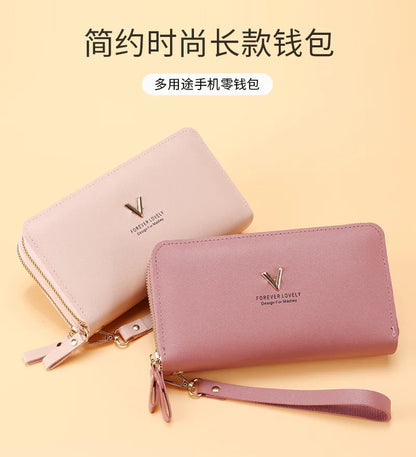 Long Women's Wallet Female Purses Tassel Coin Purse Card Holder Wallets Double Zipper Pu Leather Clutch Luxury Money Phone Bag - Smarsty