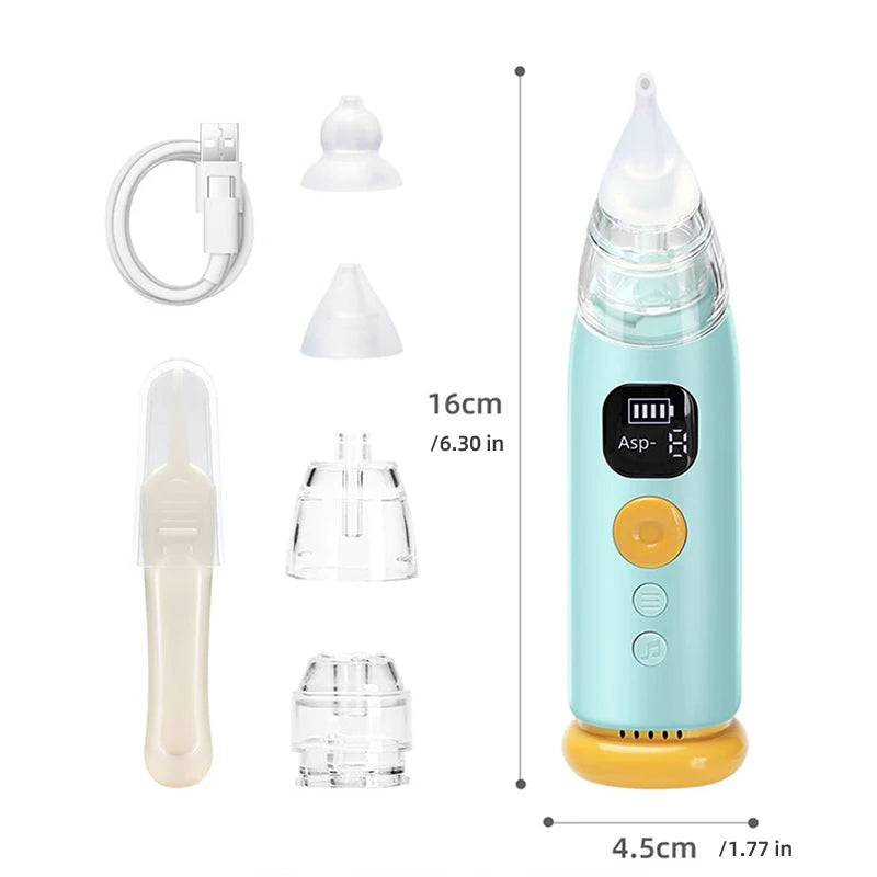 Electric Baby Nose Vacuum Cleaner Adjustable Infant Nasal Aspirator Rechargeable with 3 Silicone Nozzles for Newborns Toddlers - Smarsty
