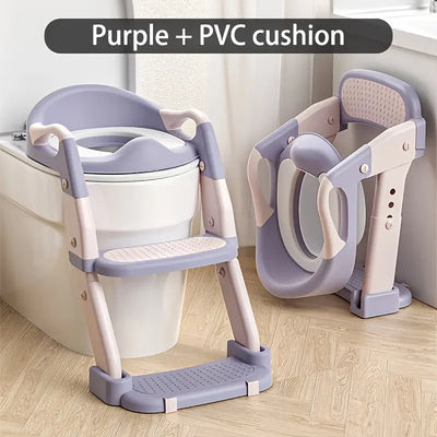 3-in-1 Portable Youngsters's Potty Training Toilet Seat - Adjustable, Foldable Step Stool With Safety Harness, Mixed Color