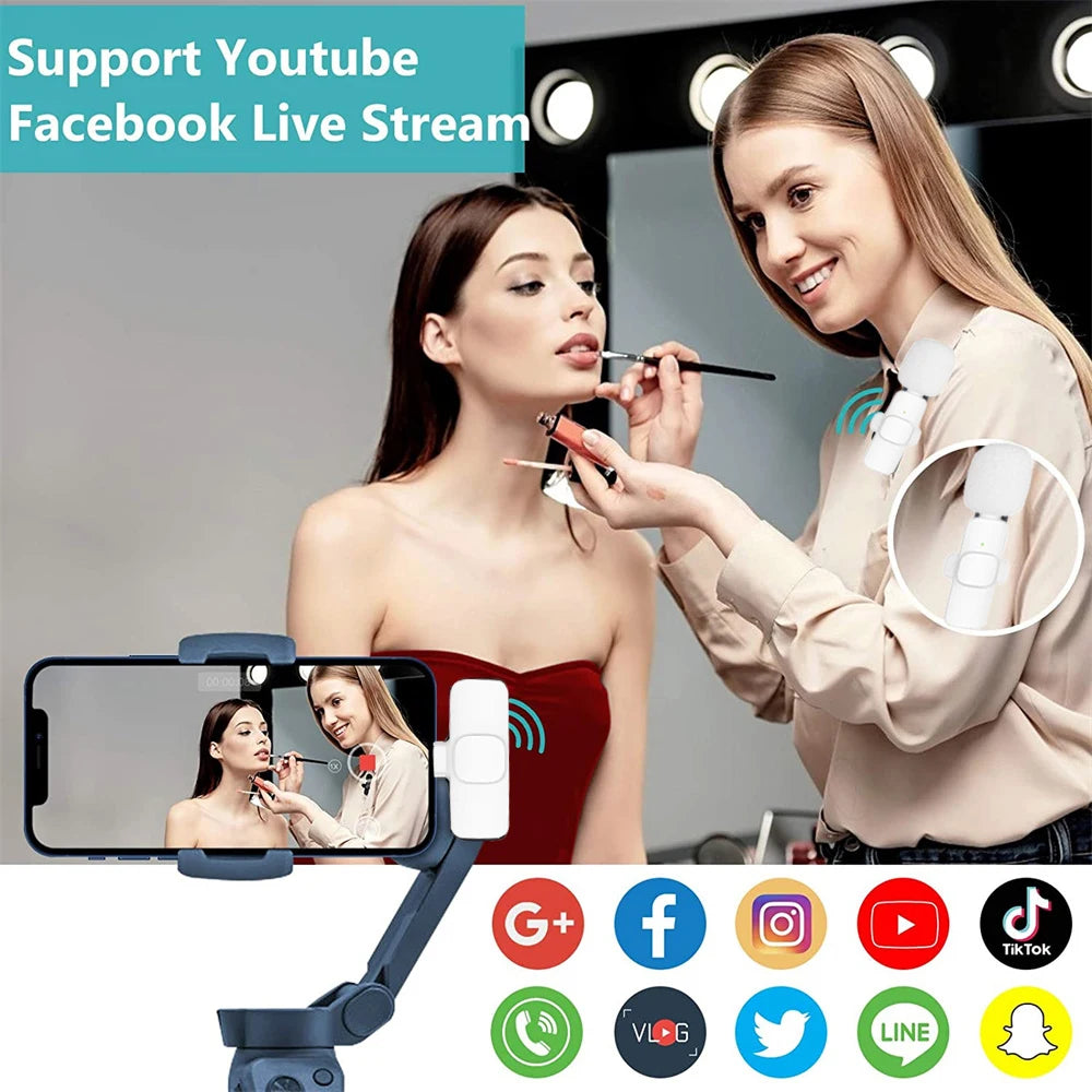 Wireless Lavalier Microphone for iPhone Android Audio Recording - Smarsty
