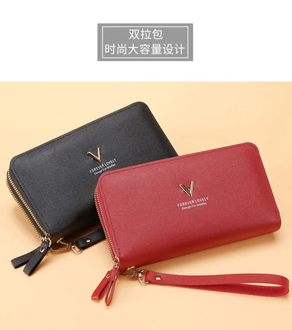 Long Women's Wallet Female Purses Tassel Coin Purse Card Holder Wallets Double Zipper Pu Leather Clutch Luxury Money Phone Bag - Smarsty