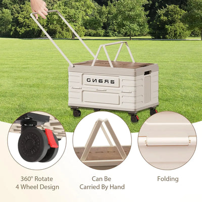 360° Rotating Foldable Storage Cart – Heavy-Duty Mobile Organizer with 4 Silent Wheels, Multi-Functional CampingStorage - Smarsty
