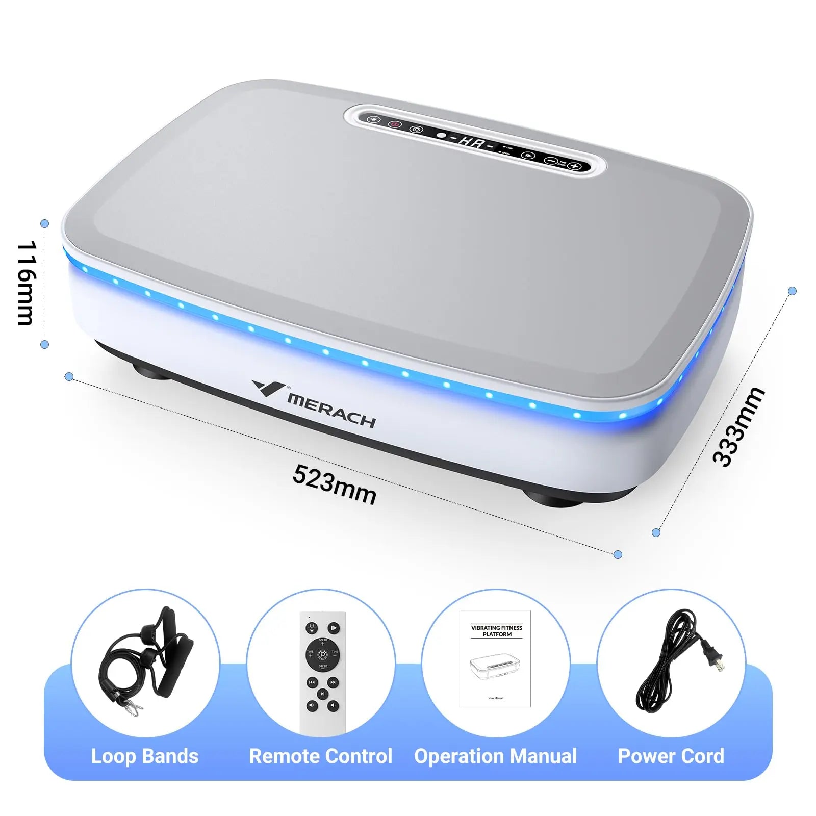 MERACH Vibration Plate Exercise Machine with Light Whole Body Workout Power Vibrate Platform Vibration Plate Lymphatic Drainage - Smarsty